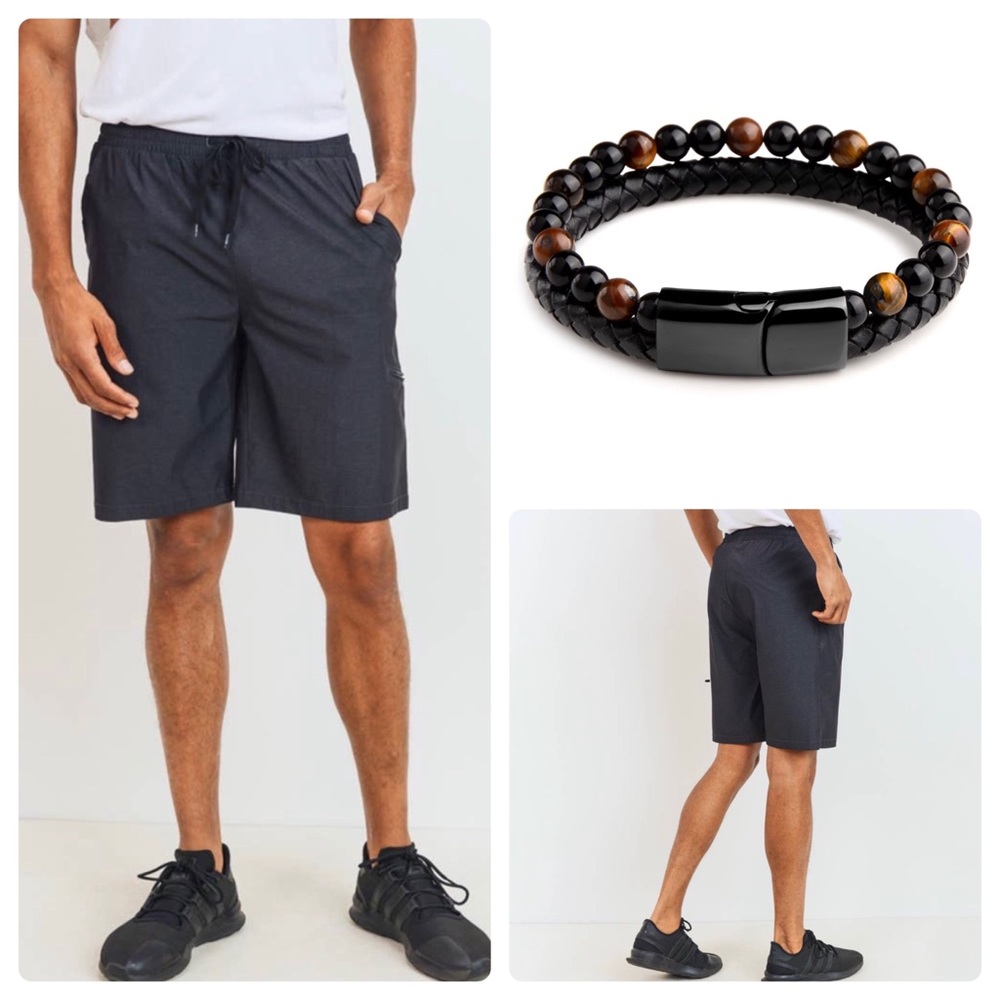 Men’s Active Nylon-Blend Shorts w/  Zippered Pouch